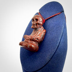 A Very Cool Skeleton Monk pendant, Carved in Jasper