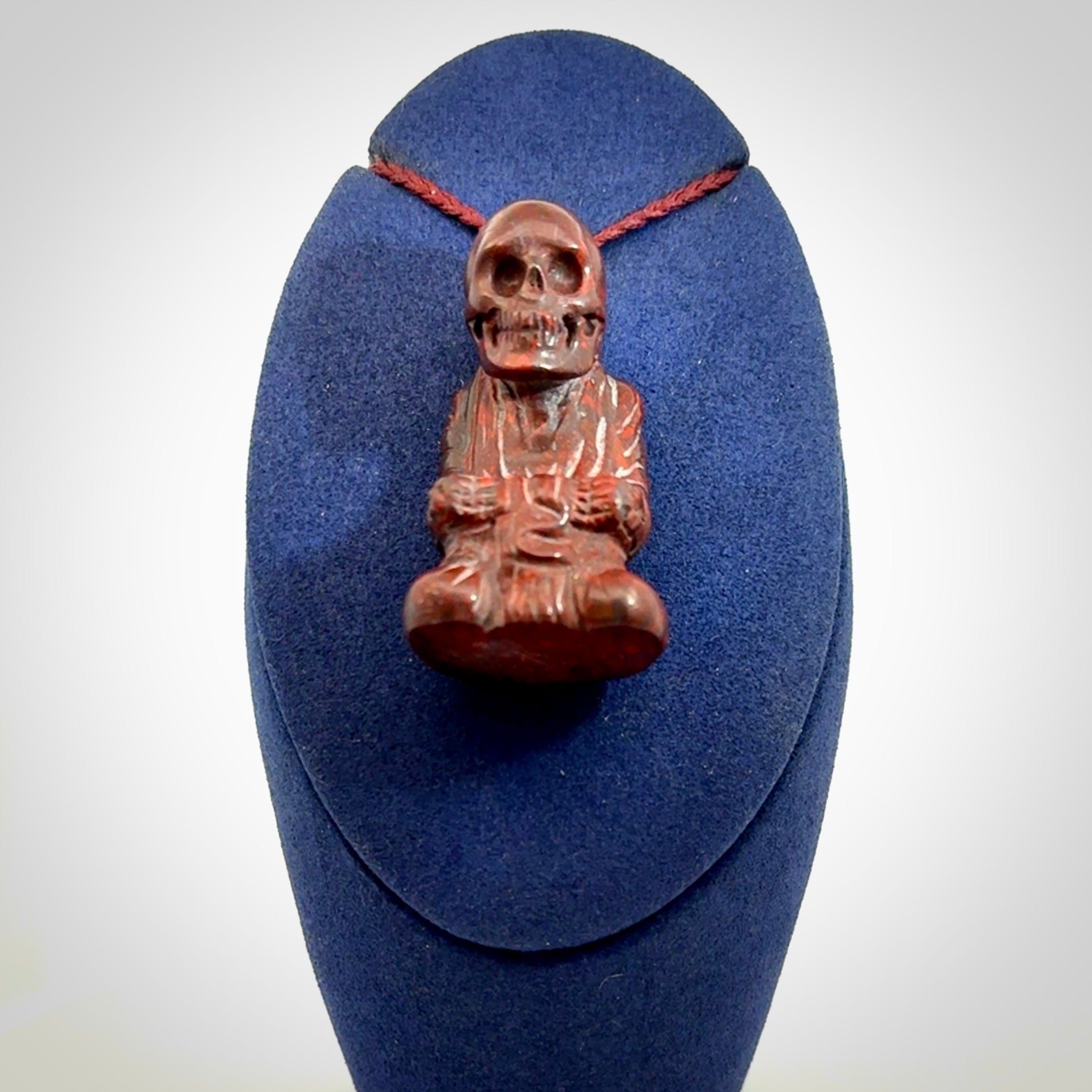 A Very Cool Skeleton Monk pendant, Carved in Jasper