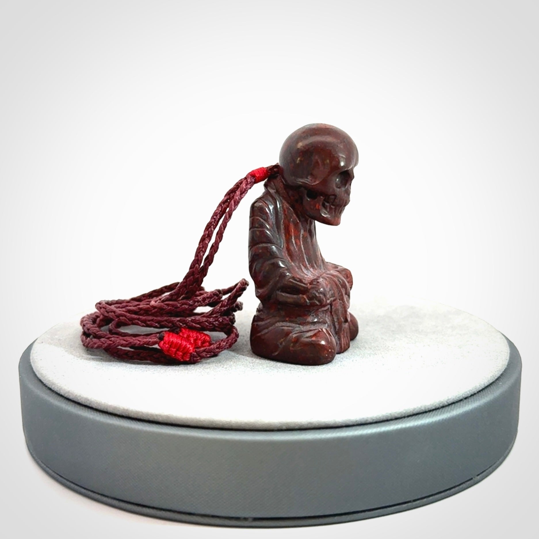A Very Cool Skeleton Monk pendant, Carved in Jasper