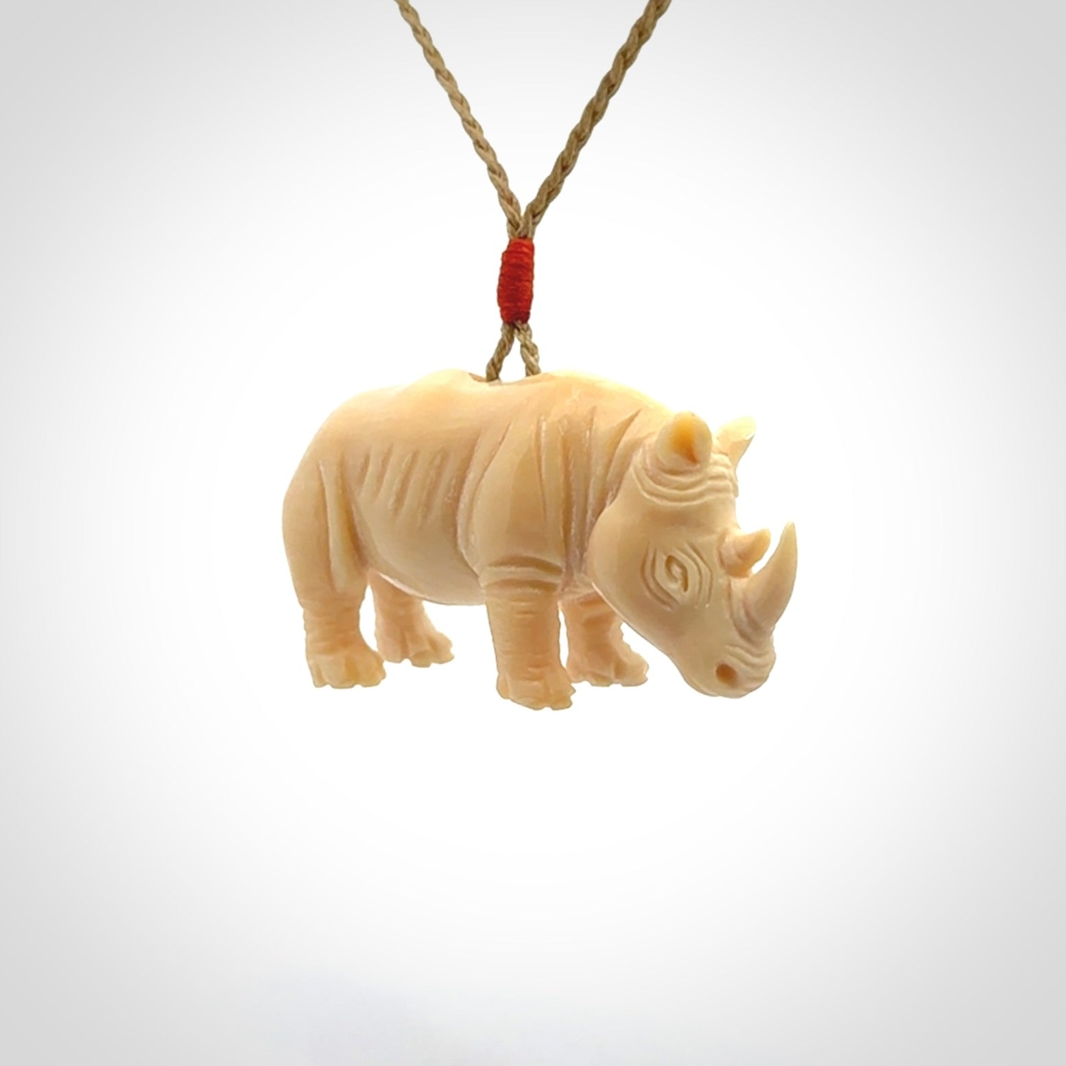 Magnificent Ancient Woolly Mammoth Tusk Rhino Pendant