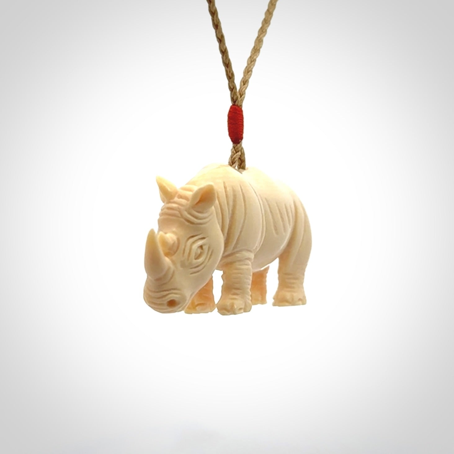 Magnificent Ancient Woolly Mammoth Tusk Rhino Pendant
