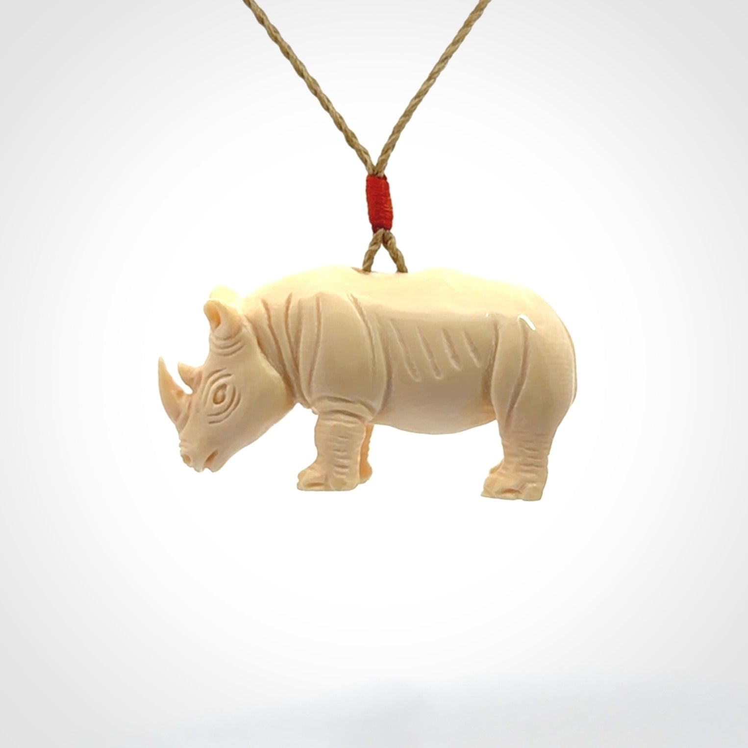 Magnificent Ancient Woolly Mammoth Tusk Rhino Pendant