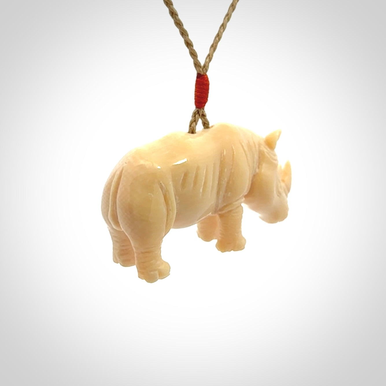 Magnificent Ancient Woolly Mammoth Tusk Rhino Pendant