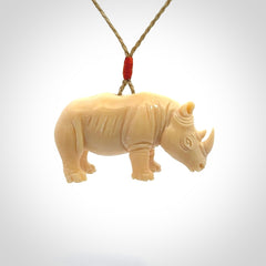 Magnificent Ancient Woolly Mammoth Tusk Rhino Pendant