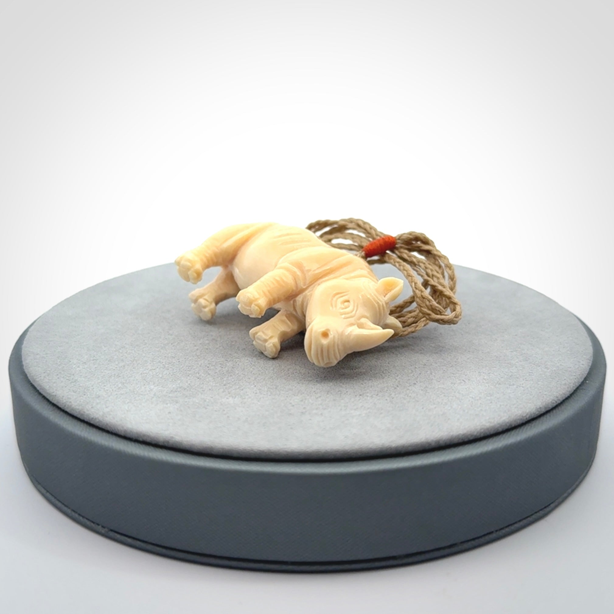 Magnificent Ancient Woolly Mammoth Tusk Rhino Pendant