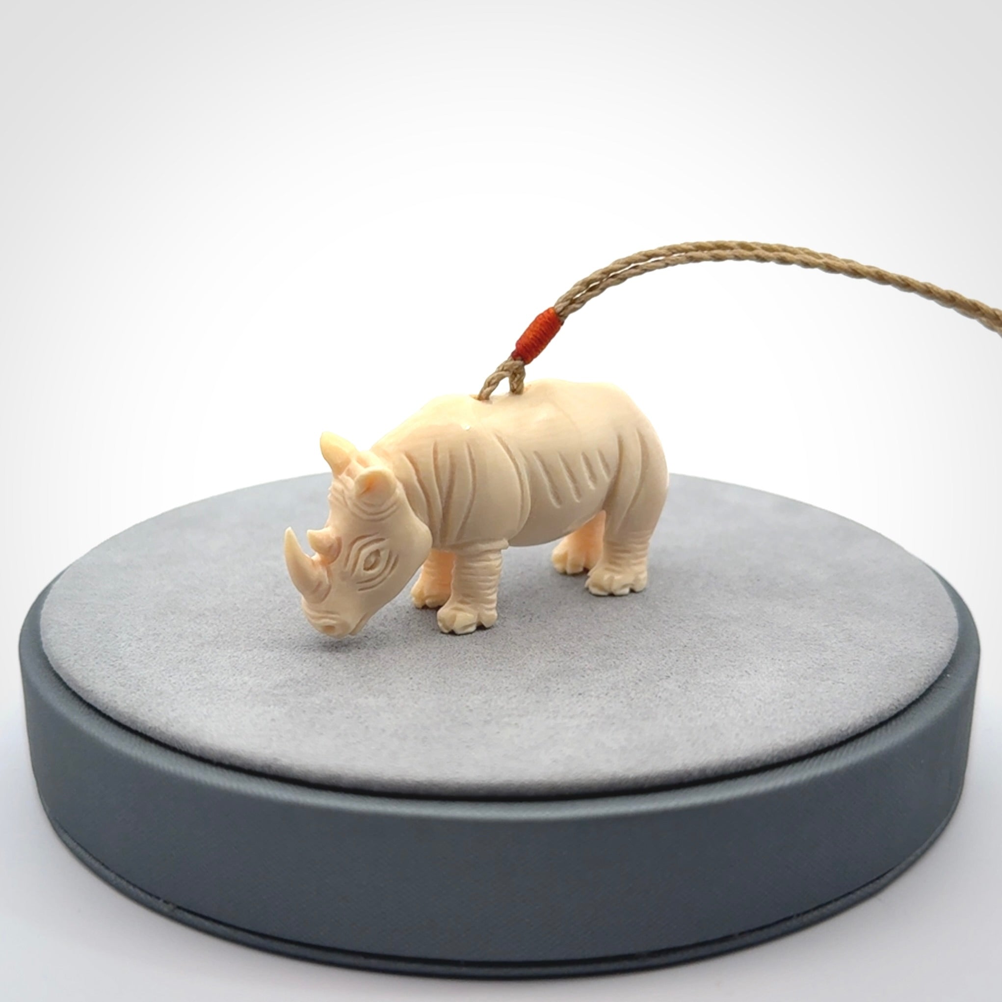 Magnificent Ancient Woolly Mammoth Tusk Rhino Pendant