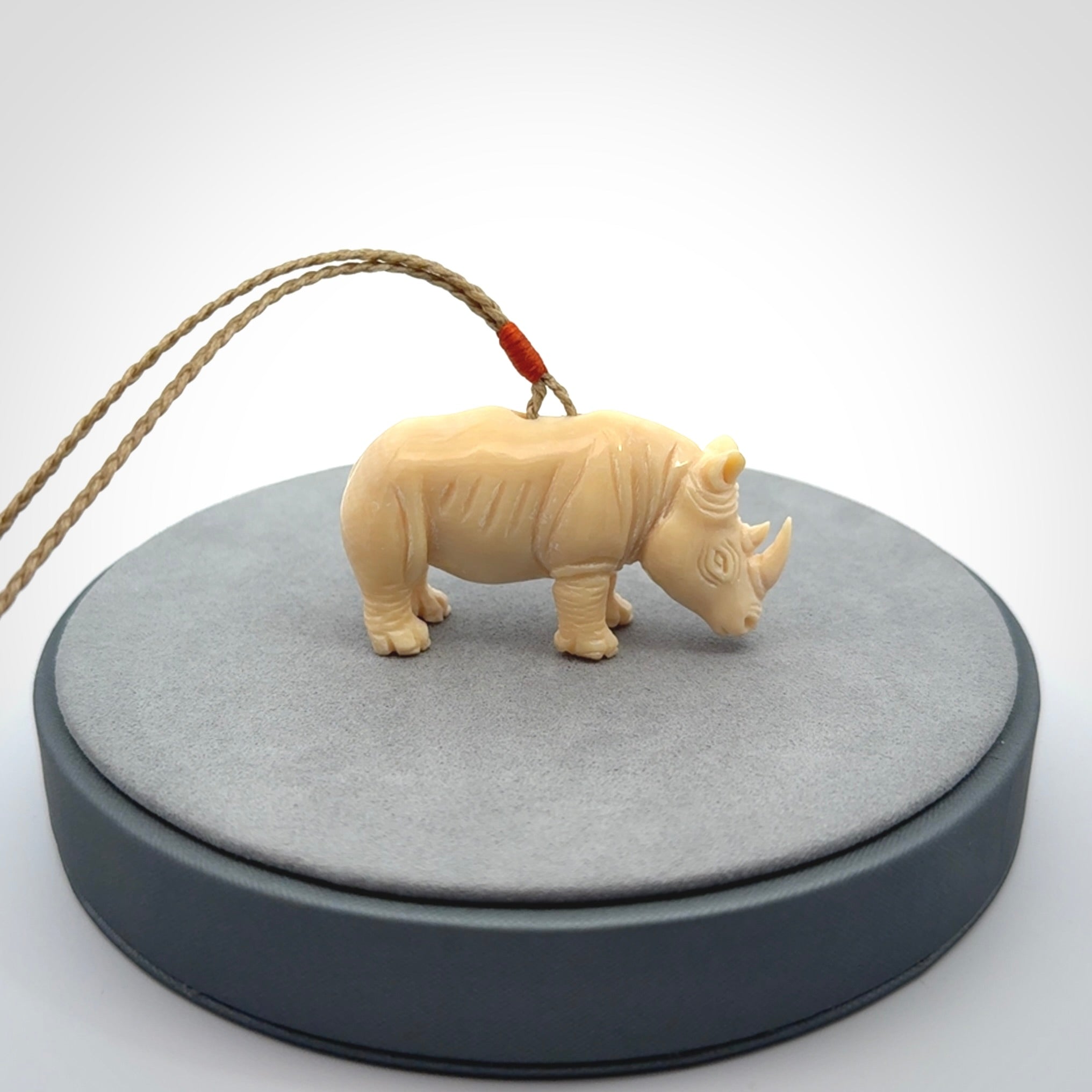 Magnificent Ancient Woolly Mammoth Tusk Rhino Pendant