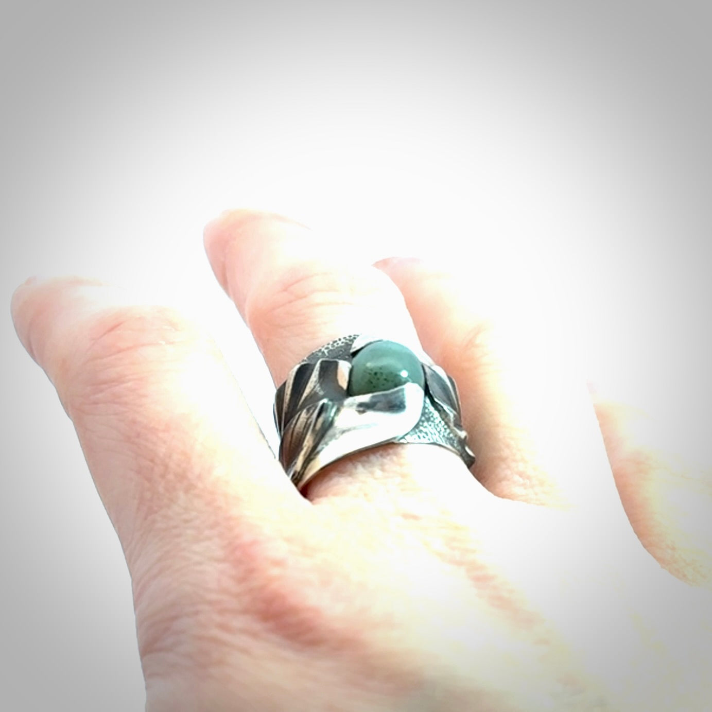 Hand crafted sterling silver ring with New Zealand Jade insert