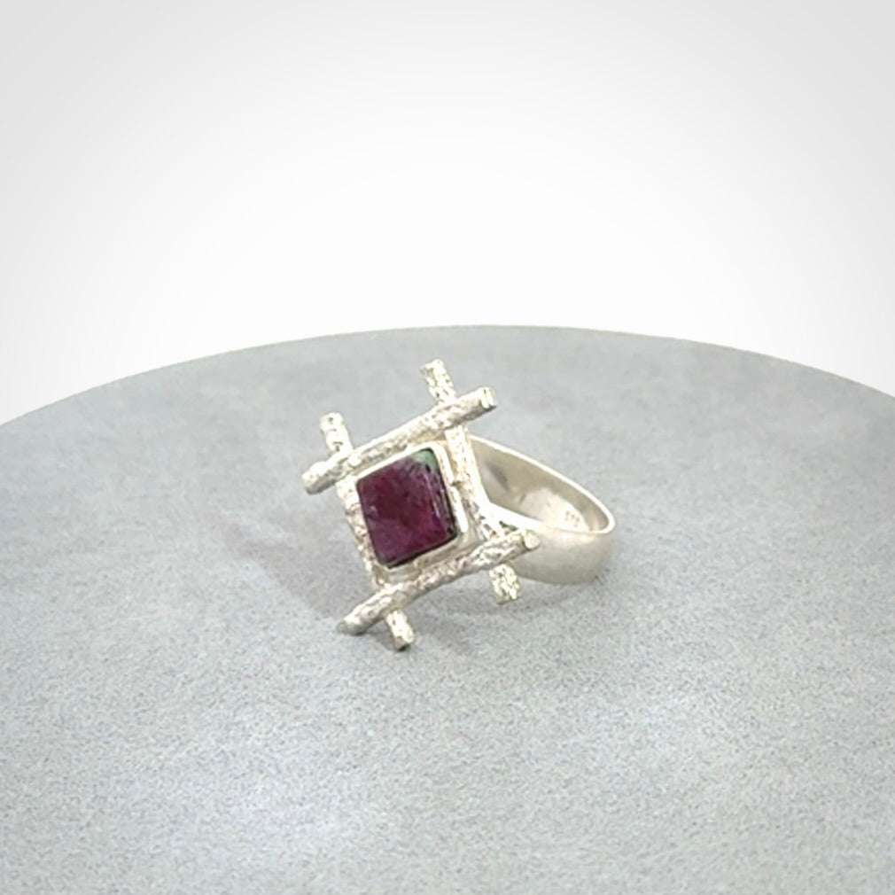 Ruby Stone and Sterling Silver Ring