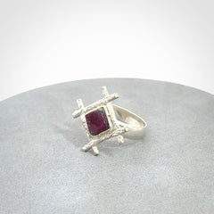 Ruby Stone and Sterling Silver Ring