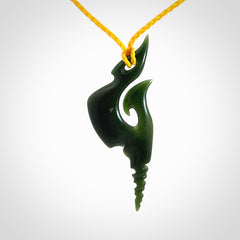 Hand carved New Zealand Jade hook pendant