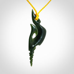 Hand carved New Zealand Jade hook pendant