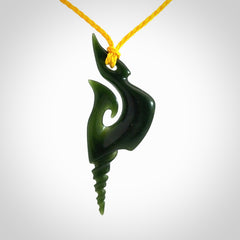 Hand carved New Zealand Jade hook pendant