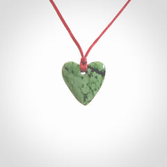 Hand carved small jade heart pendant