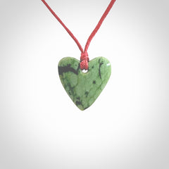 Hand carved small jade heart pendant