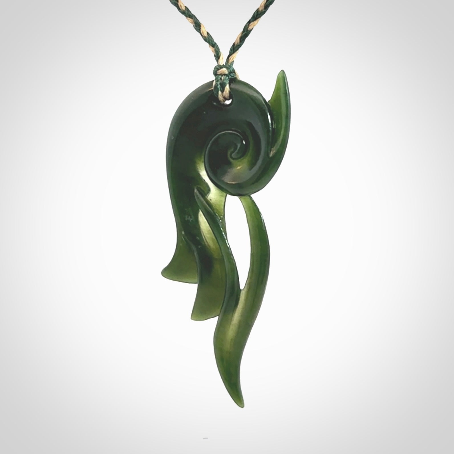 Hand carved New Zealand Jade koru pendant.