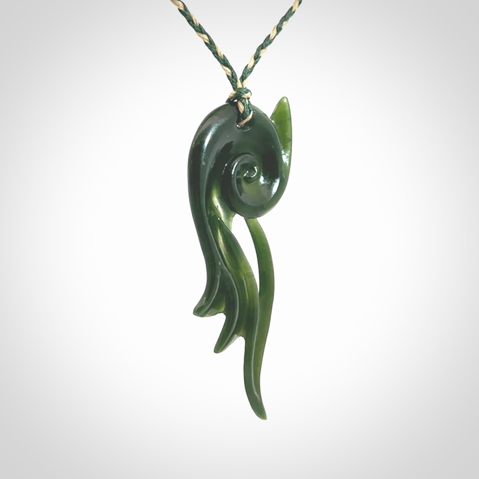 Hand carved New Zealand Jade koru pendant.