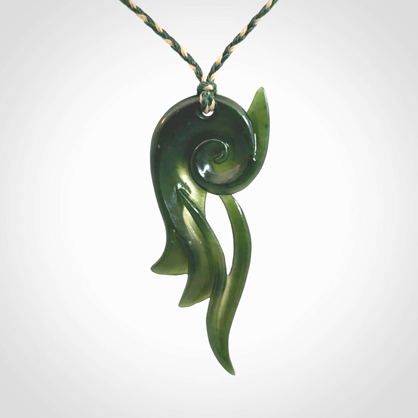 Hand carved New Zealand Jade koru pendant.
