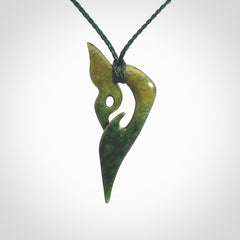 A Very Cool, Unique, Manaia Pendant, Carved in Flower Jade.