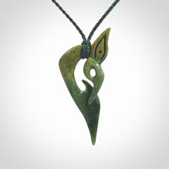 A Very Cool, Unique, Manaia Pendant, Carved in Flower Jade.