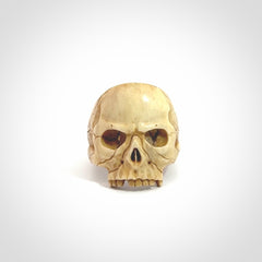 Hand carved skull ring. Made from Red Deer antler in New Zealand. Unique skull ring hand made from deer antler by master bone carver Fumio Noguchi. Spectacular collectable work of art, made to wear. One only ring, delivered to you at no extra cost with express courier.