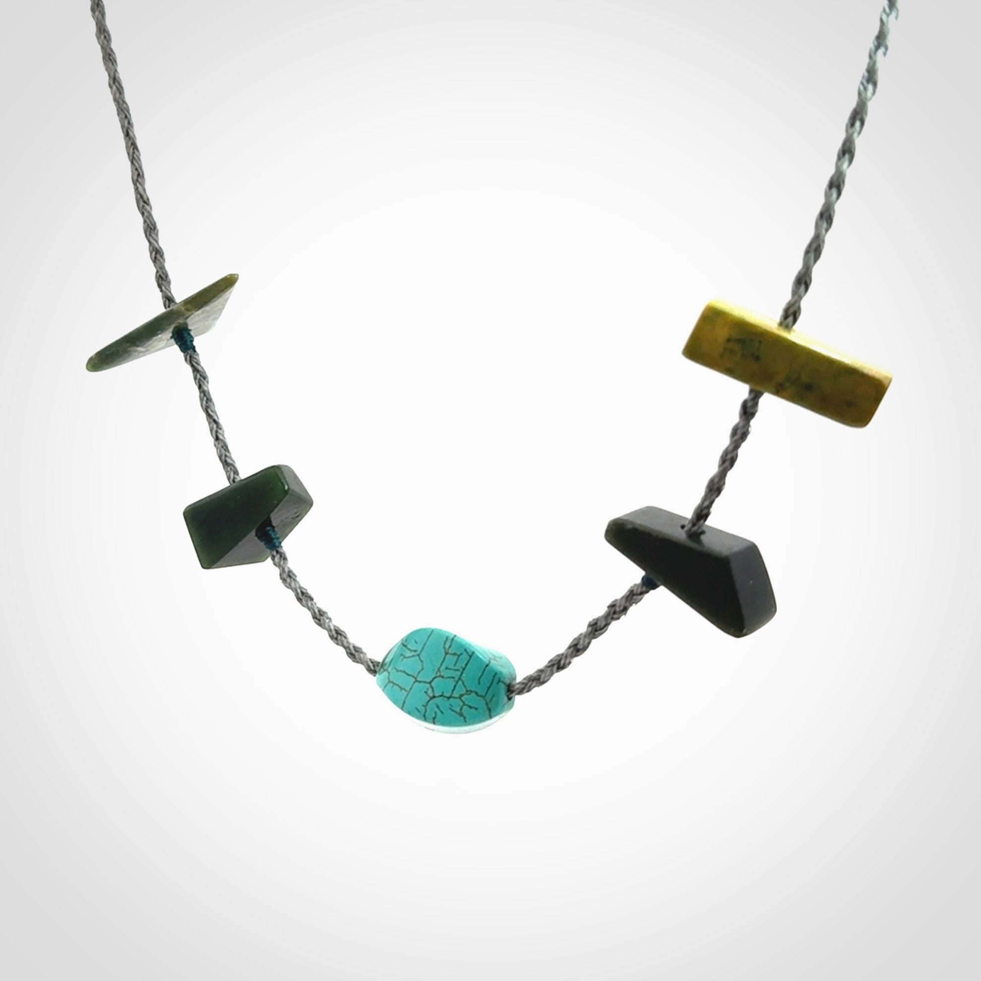 Hand Made Necklace with Turquoise and Jade