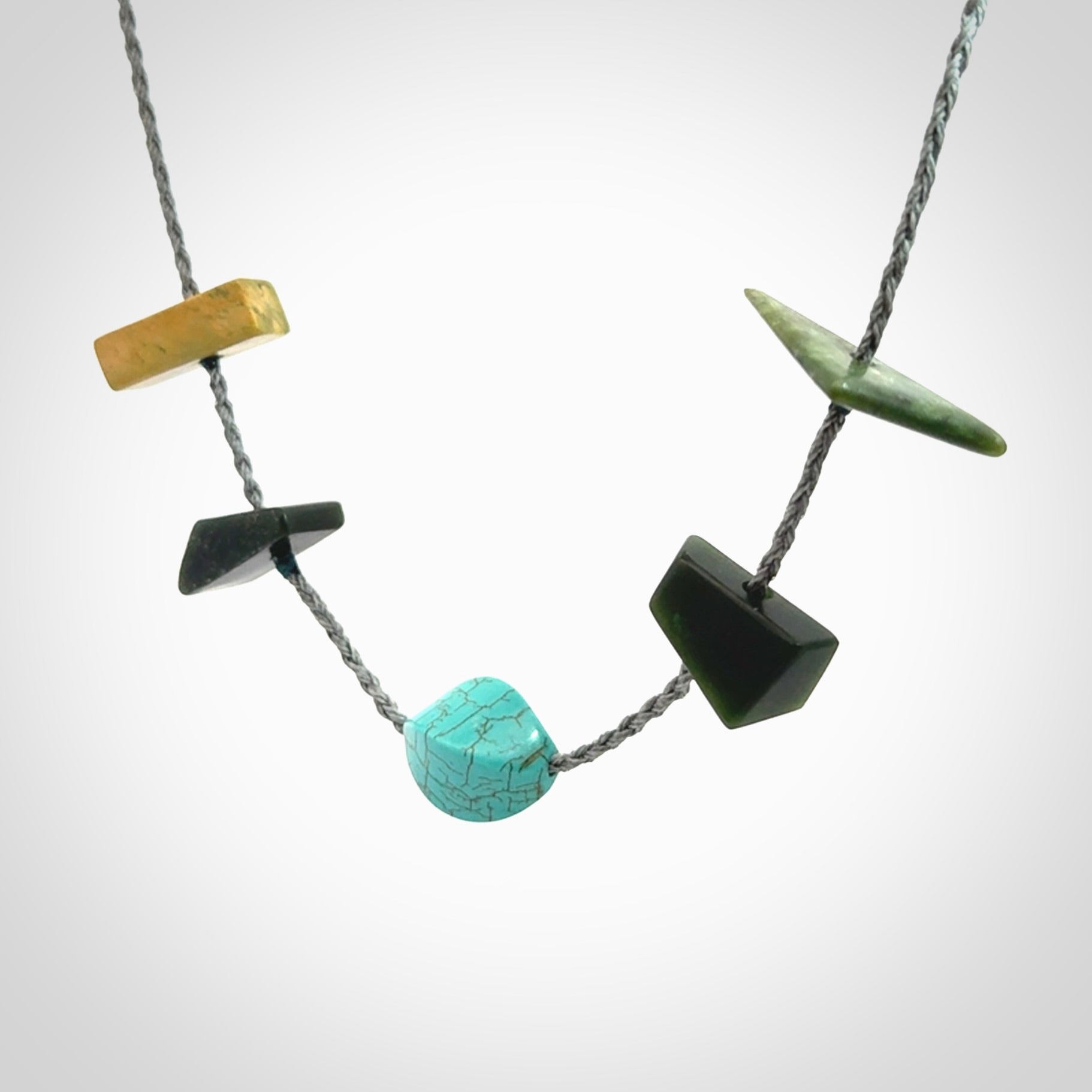 Hand Made Necklace with Turquoise and Jade