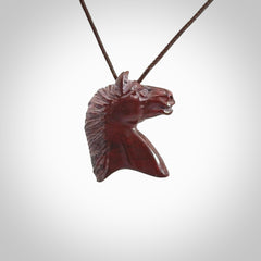 This medium sized horse pendant is made from Red Jasper Stone. We've hand carved this piece for all the horse lovers out there. Free postage worldwide. Red Jasper Stone horse head jewellery.