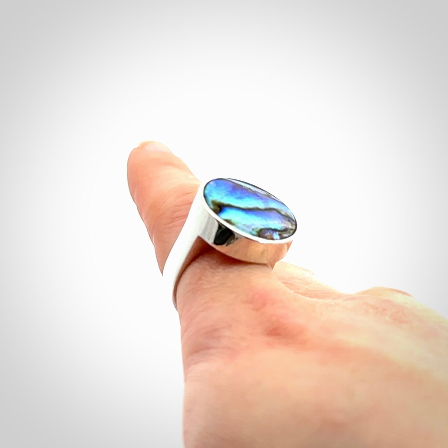 Sterling silver and paua shell ring