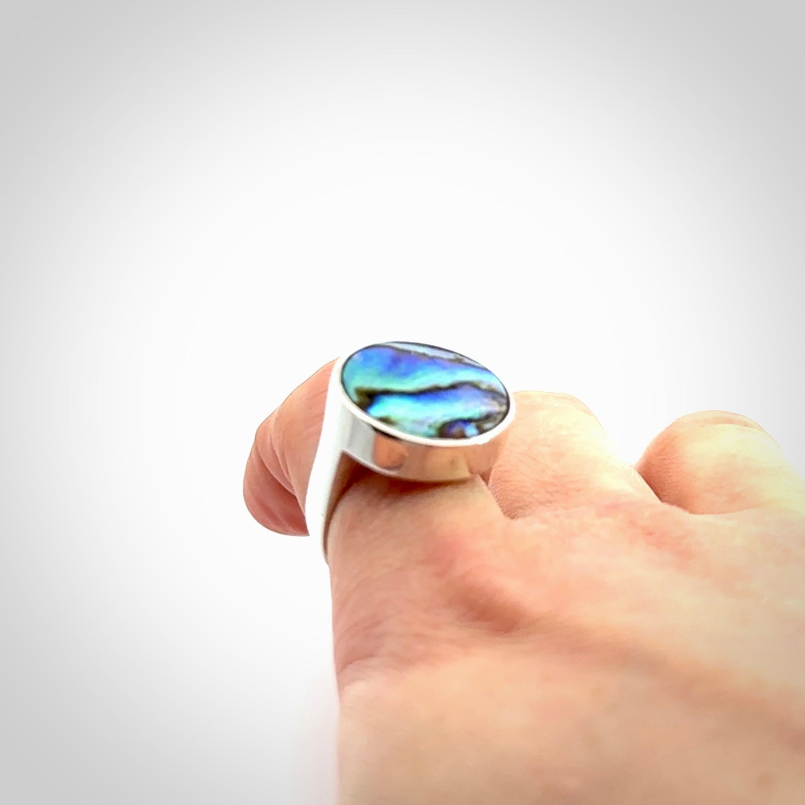 Sterling silver and paua shell ring
