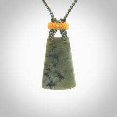 Hand carved New Zealand Jade pendant with adjustable cord. This piece is a stand out work of creativity and skill and we love Jen Hung's creations. Unique, one only, New Zealand made necklace for sale. Free shipping worldwide.