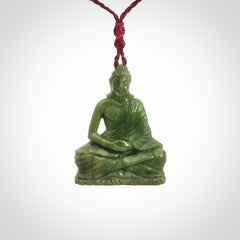Hand carved jade buddha pendant