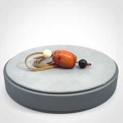 Snakeskin Agate contemporary drop pendant with black jade and woolly mammoth tusk beads. Hand carved for you by NZ Pacific.