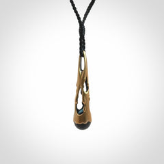 Hand crafted bronze drop pendant with New Zealand Jade insert