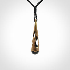 Hand crafted bronze drop pendant with New Zealand Jade insert