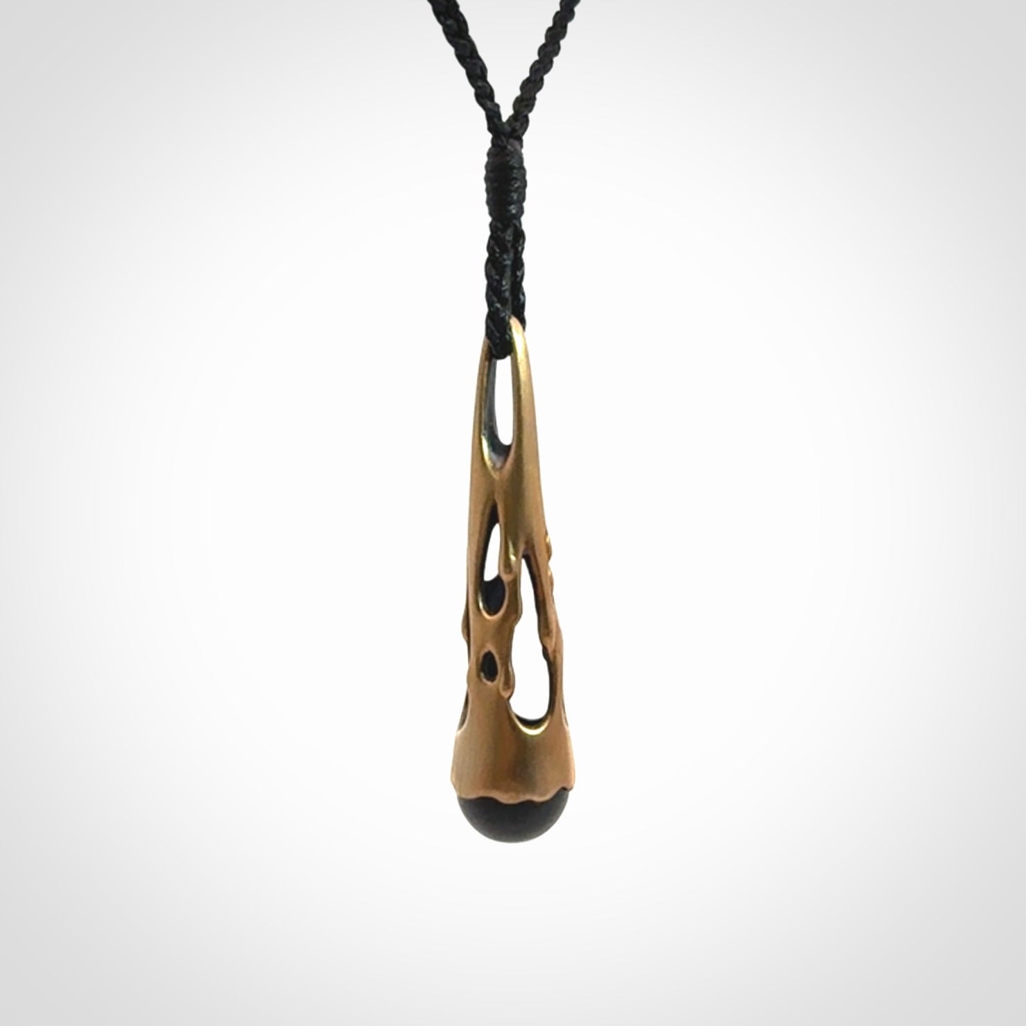 Hand crafted bronze drop pendant with New Zealand Jade insert