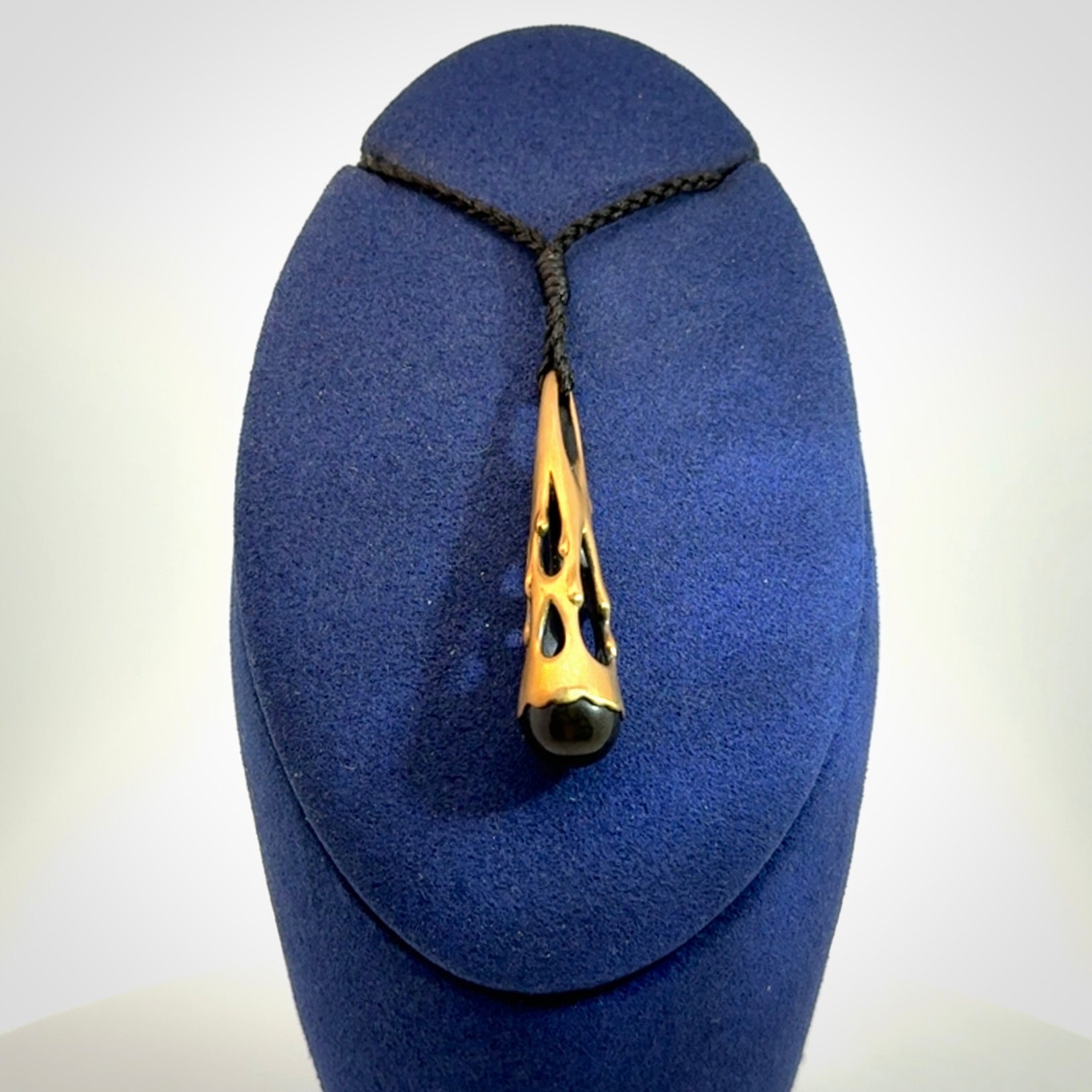 Hand crafted bronze drop pendant with New Zealand Jade insert
