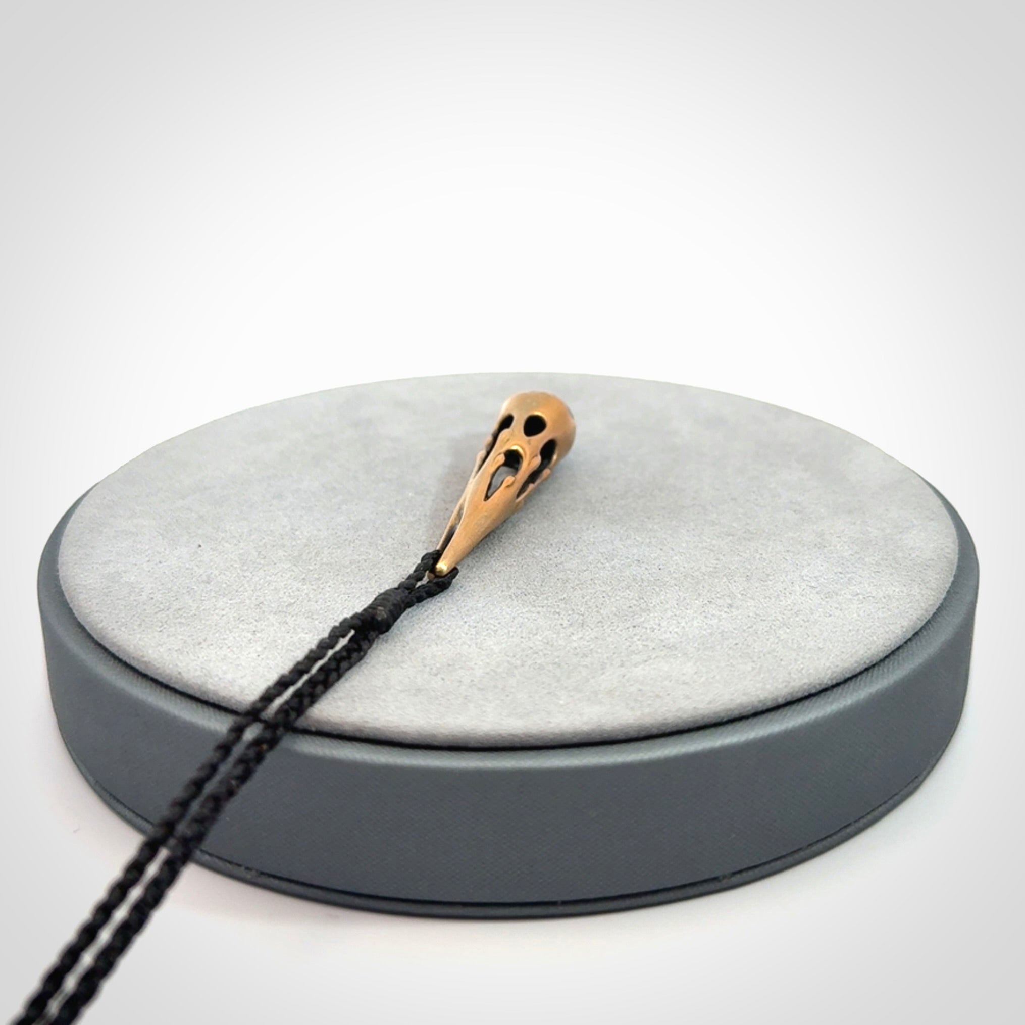 Hand crafted bronze drop pendant with New Zealand Jade insert