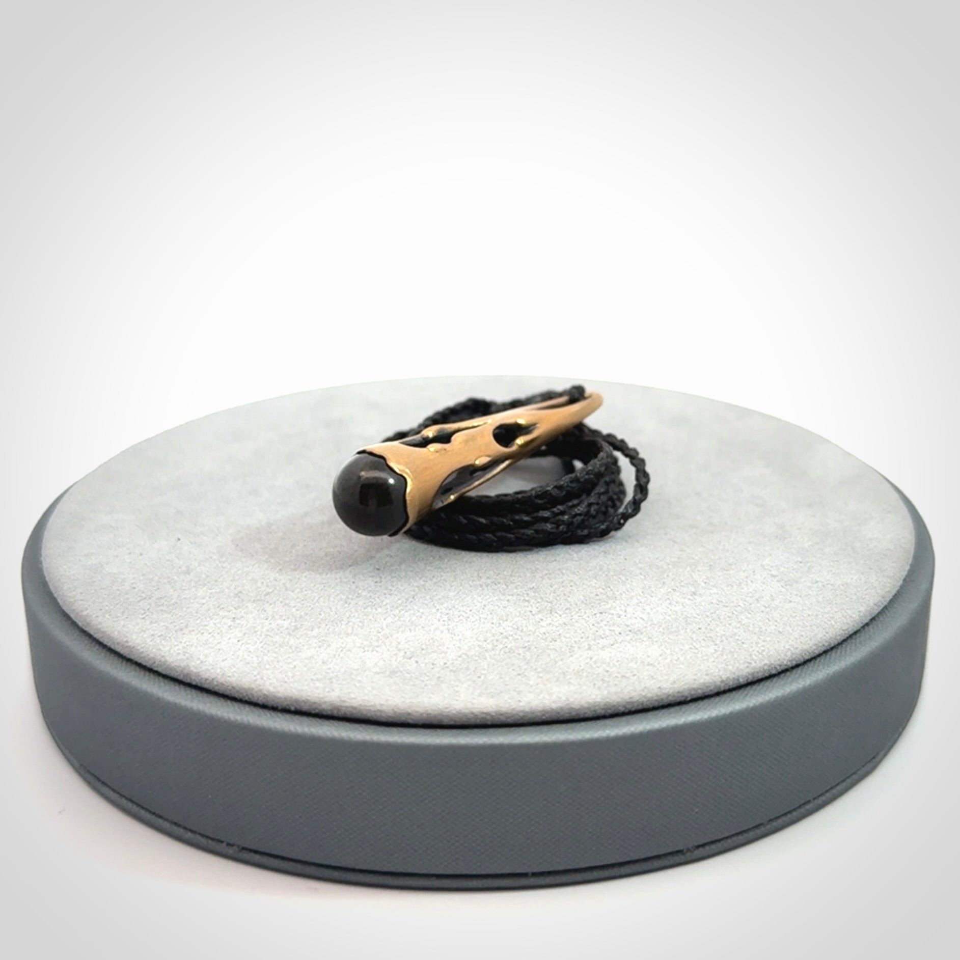 Hand crafted bronze drop pendant with New Zealand Jade insert