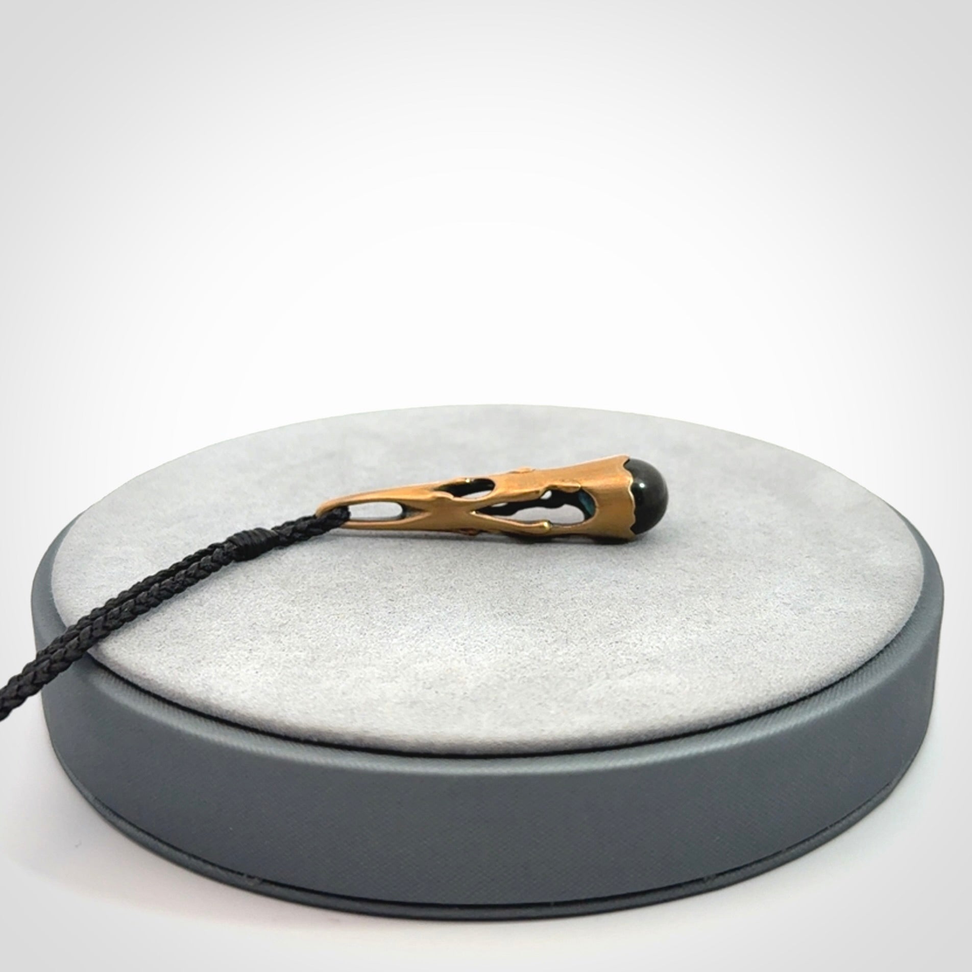 Hand crafted bronze drop pendant with New Zealand Jade insert