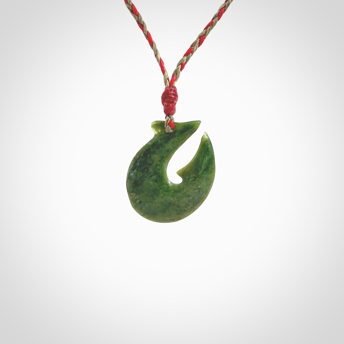 Hand carved New Zealand Jade Hook Pendant. Hand made Jade Hook, matau necklace provided with adjustable cord.