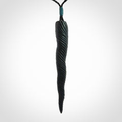 A Wonderful Unicorn Horn Pendant, Carved in Black Jade