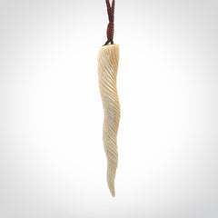 Hand carved woolly mammoth tusk unicorn horn pendant