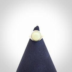 Beautiful Siberian White Jade and Sterling Silver Ring