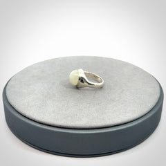 Beautiful Siberian White Jade and Sterling Silver Ring