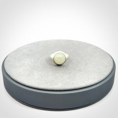 Beautiful Siberian White Jade and Sterling Silver Ring