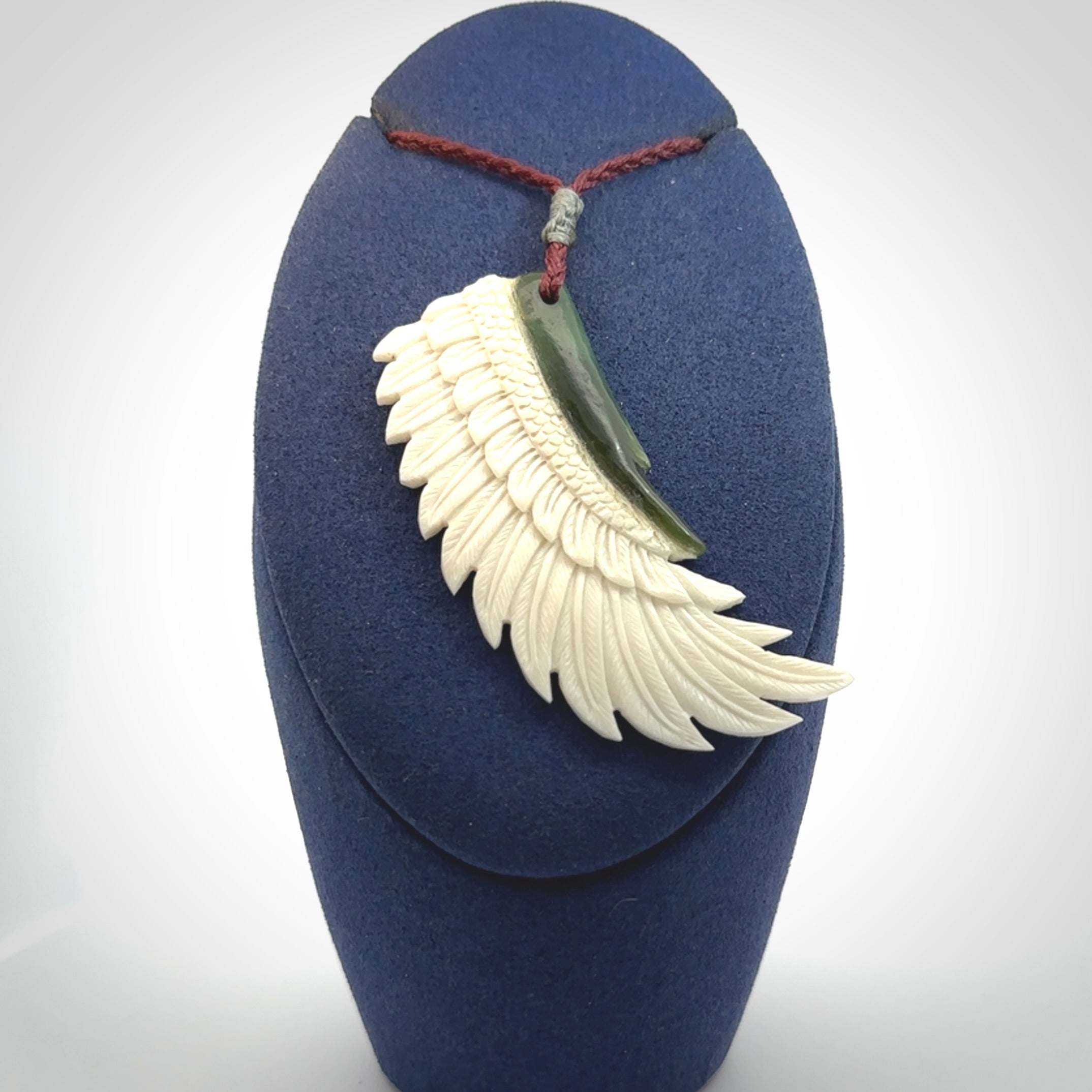 Beautiful Bone and Jade wing pendant