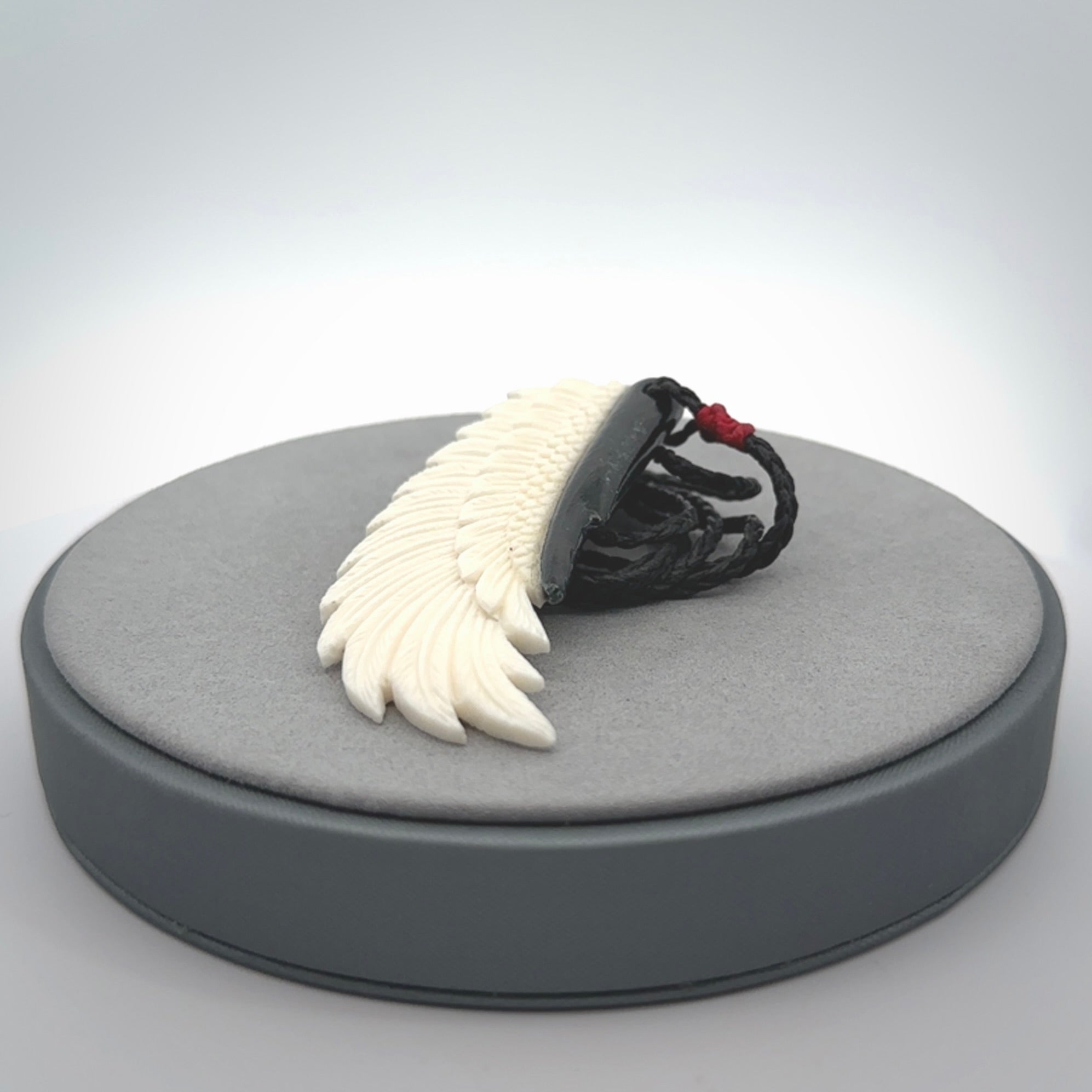 Beautiful Bone and Jade wing pendant