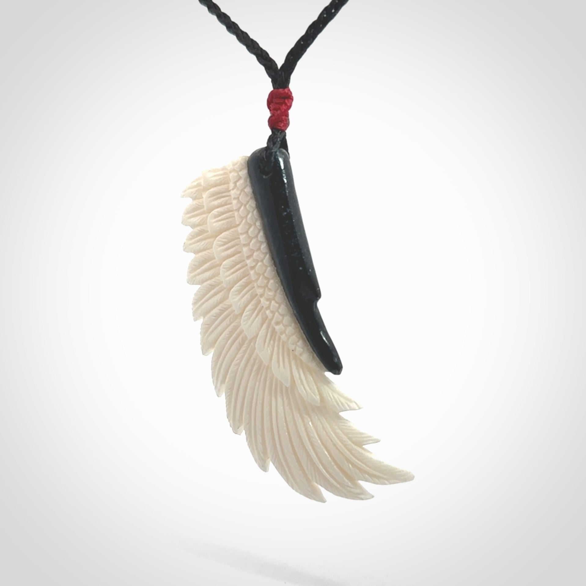 Beautiful Bone and Jade wing pendant