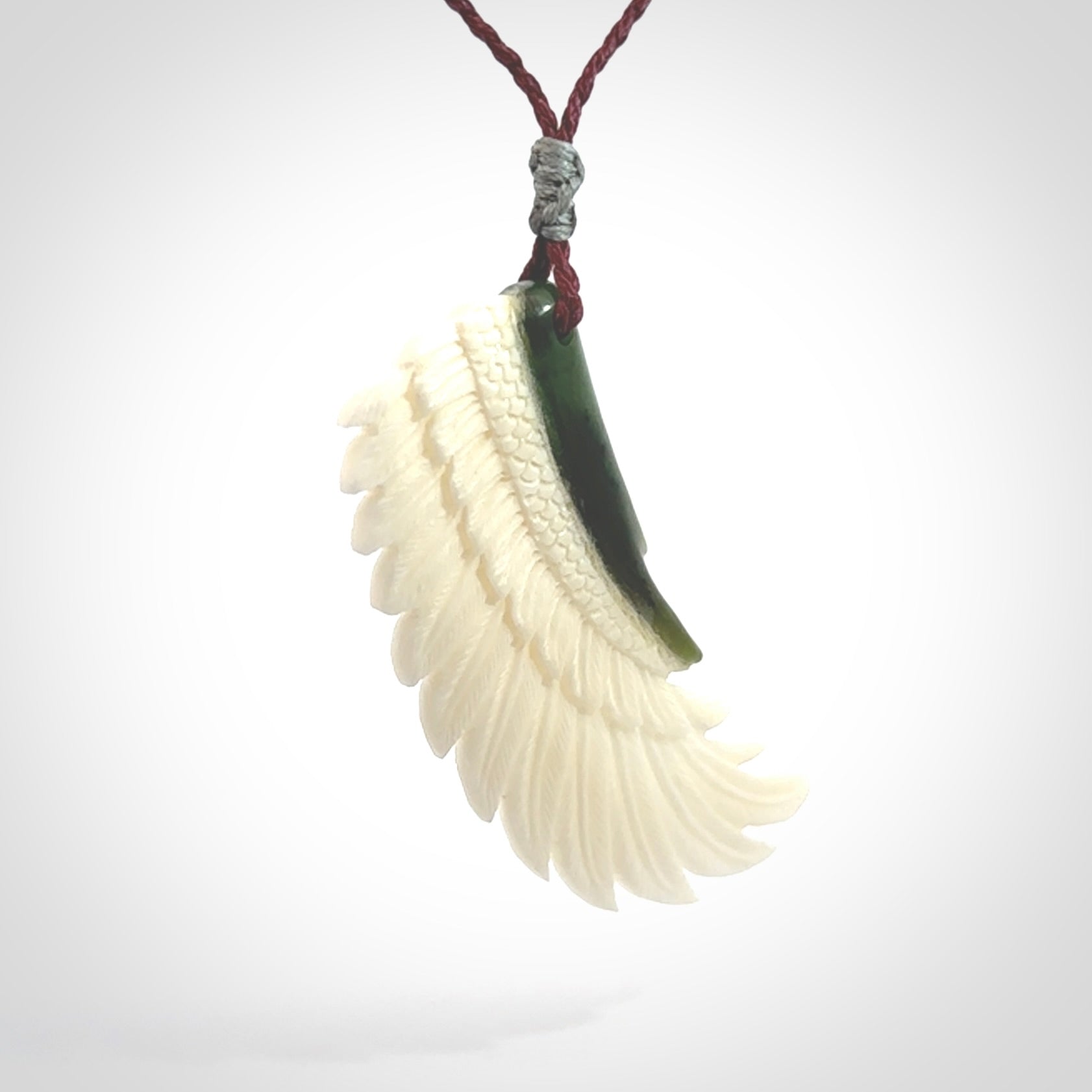 Beautiful Bone and Jade wing pendant